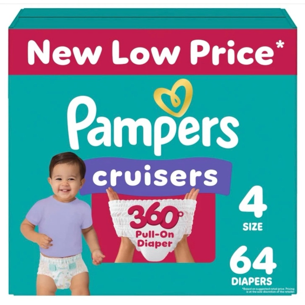 Pampers 64 Pack Cruisers 360 White Size 4 diaper up to 100% Leakproof New Sealed